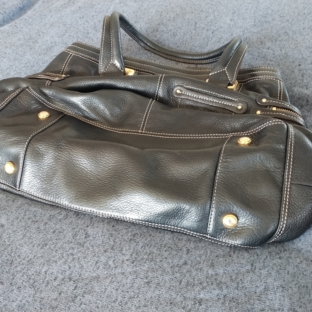 B Makowsky Black Pebble Leather Satchel Shoulder Bag - Picture 11 of 14